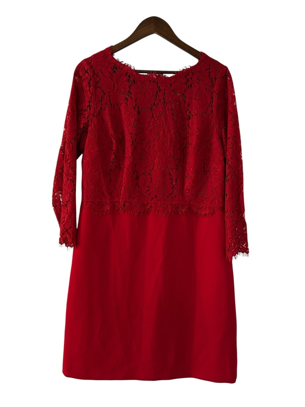 RSVP by Talbots Red Floral Lace Overlay Sheath Dress Petite 12P Cocktail Wedding